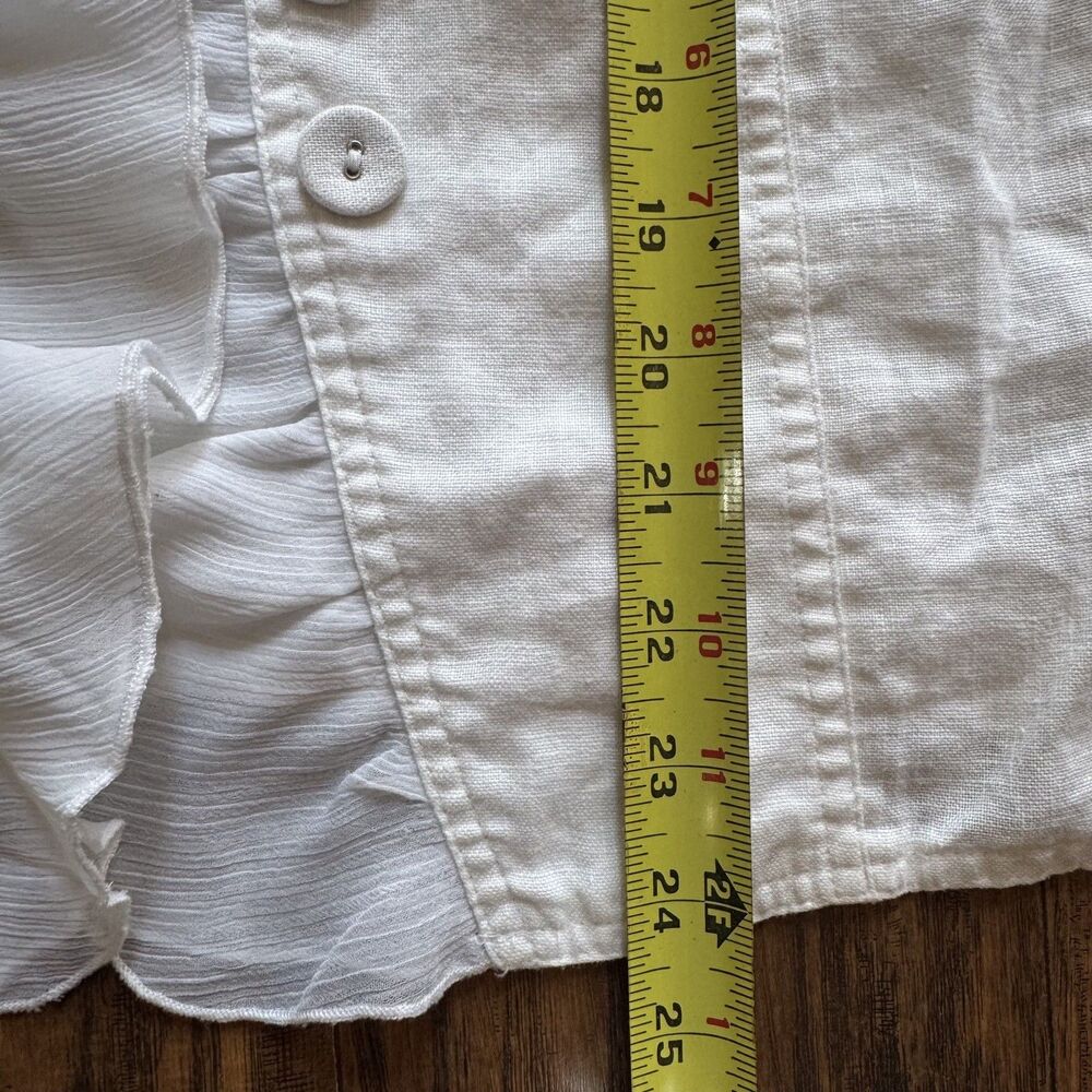 Multiples White Linen Womens Jacket White Ruffle Buttons Flare Sleeve Size XL - Picture 6 of 12